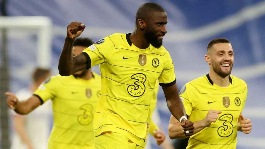 Antonio Rudiger celebra el segundo gol del Chelsea al Real Madrid
