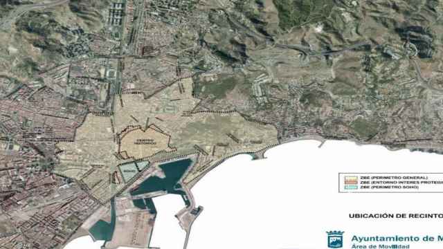 Plano de la Zona de Bajas Emisiones que va a crear el Ayuntamiento de Málaga.