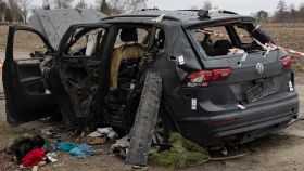 El coche en el que viajaba la familia ucraniana asesinada.