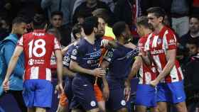 Tangana entre jugadores del Atlético de Madrid y el Manchester City en la Champions League