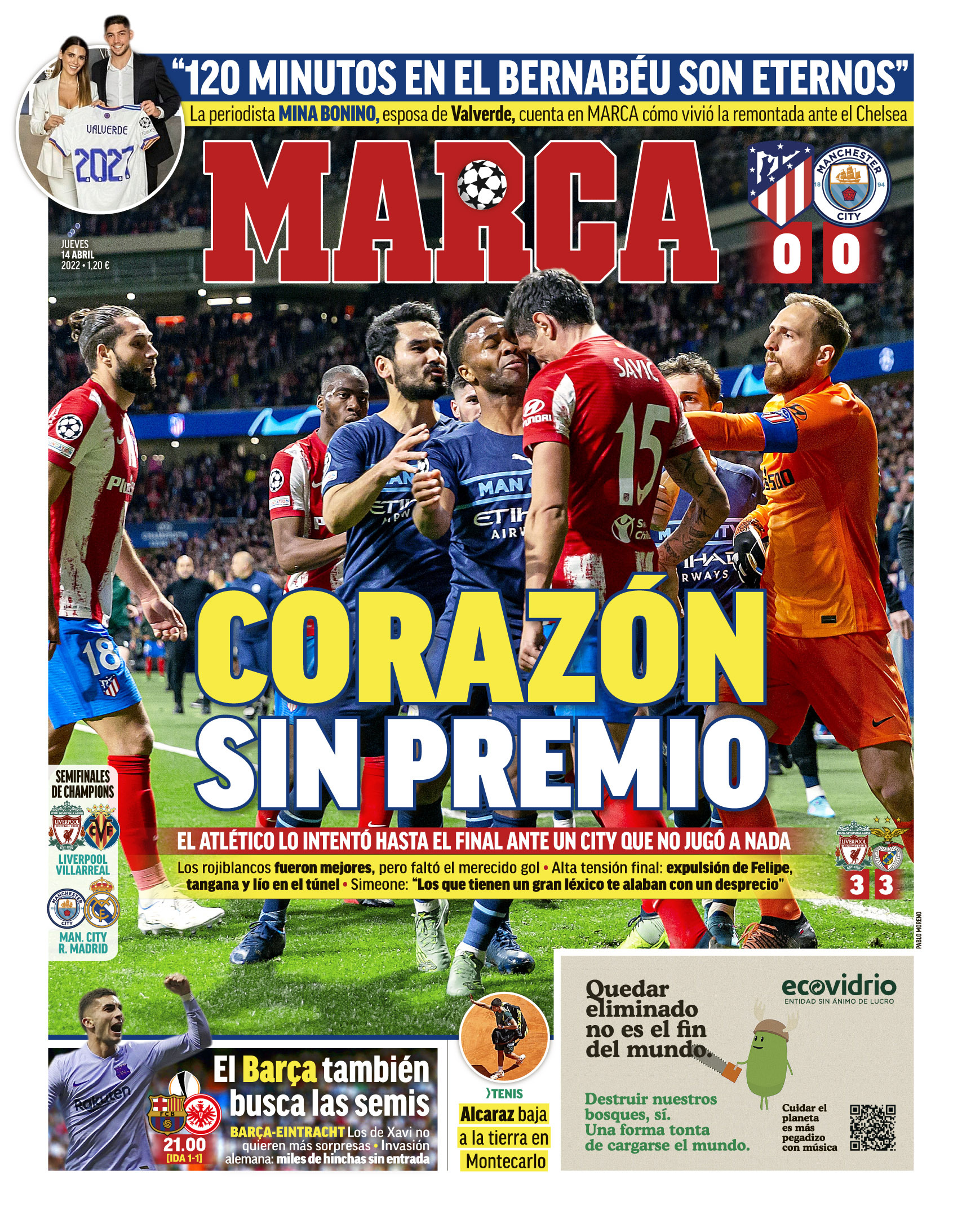 La portada del periódico MARCA (jueves, 14 de abril del 2022): 