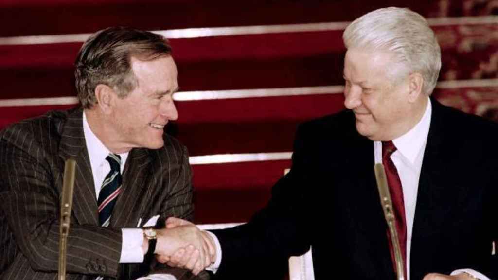 George Bush y Boris Yeltsin.