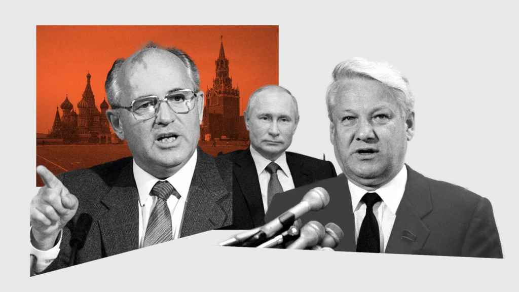 Gorbachov, Putin y Yeltsin.