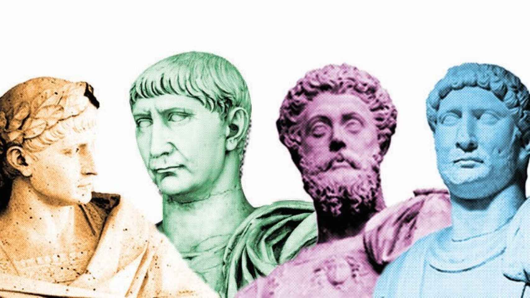 De izquierda a derecha, Tedosio, Trajano, Marco Aurelio y Adriano
