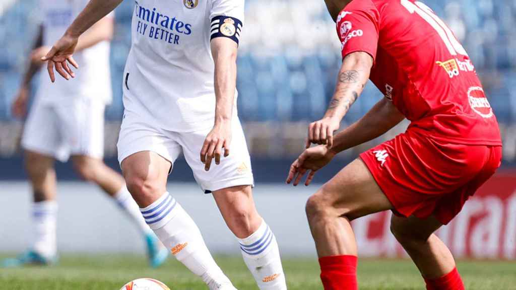 Antonio Blanco, en el Real Madrid Castilla - Alcoyano de la temporada 2021/2022