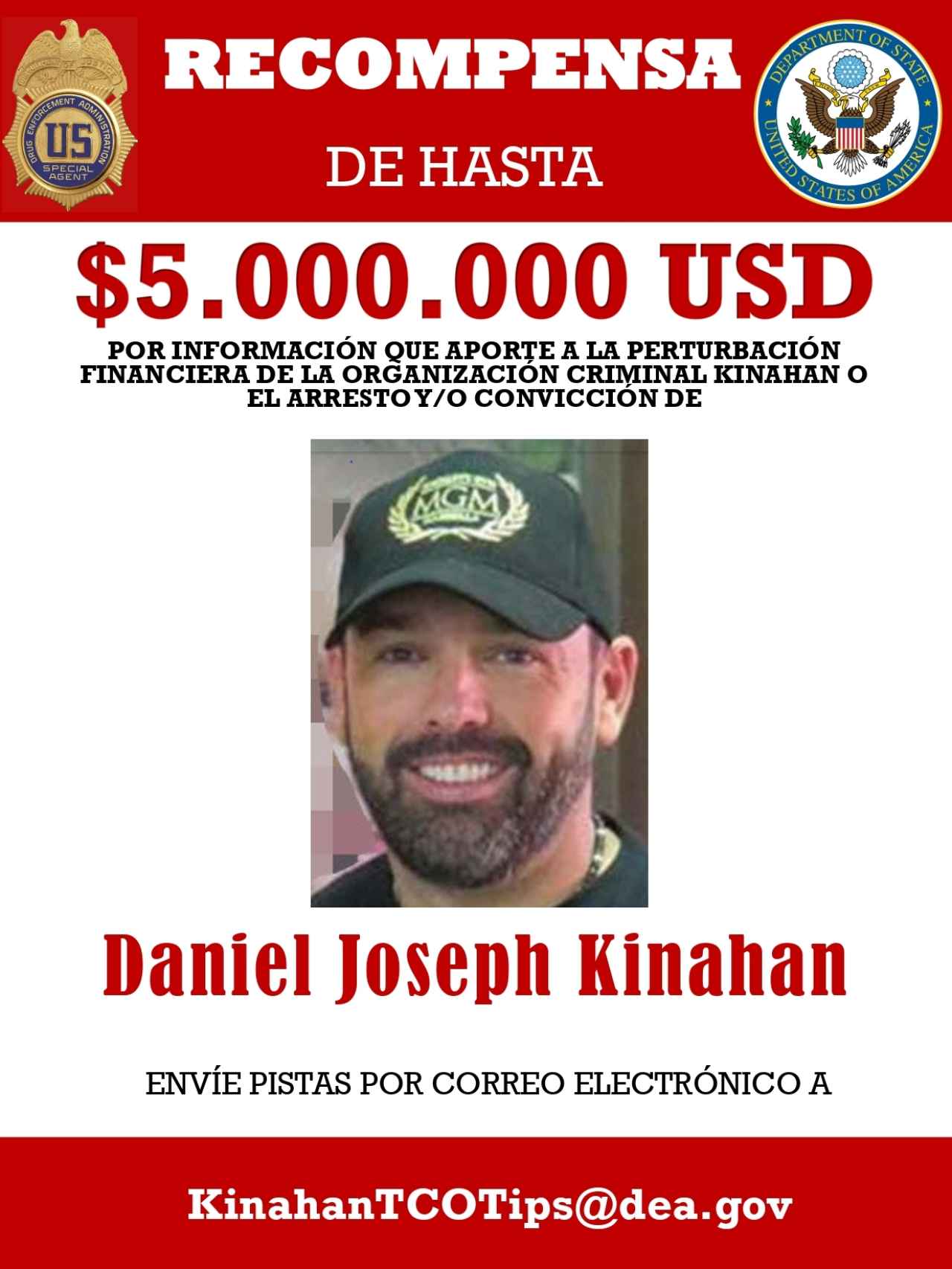 Cartel de búsqueda de Daniel Kinahan.