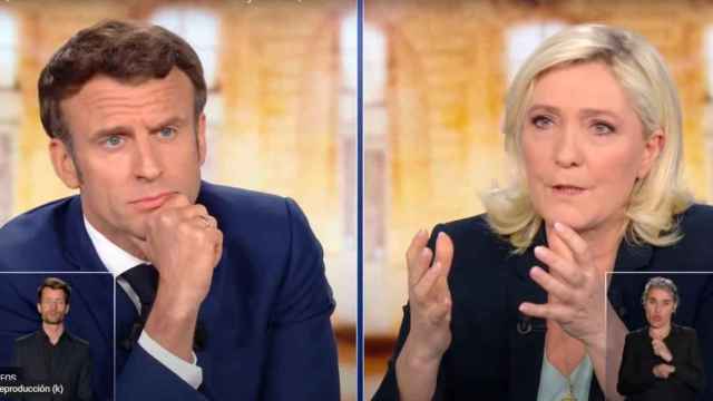 Macron y Le Pen durante el último enfrentamiento televisivo.