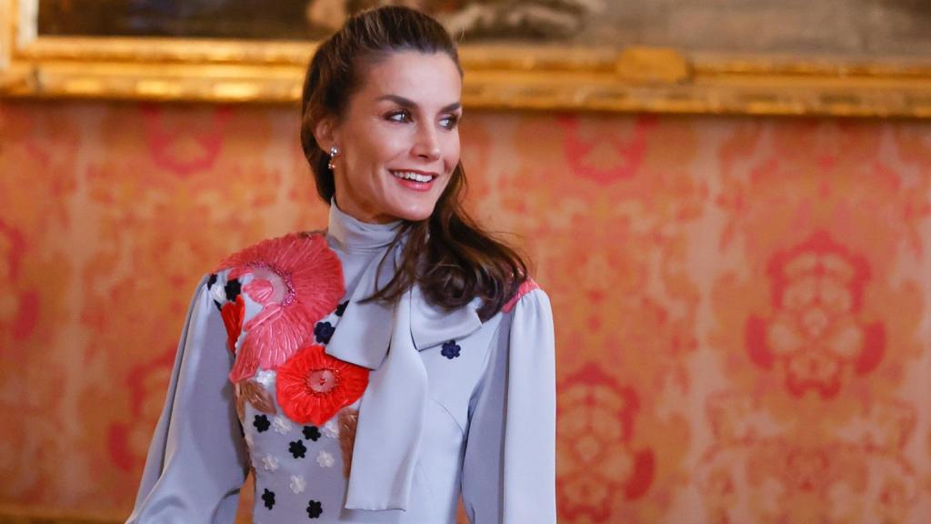 La reina Letizia a su entrada en el Palacio Real.