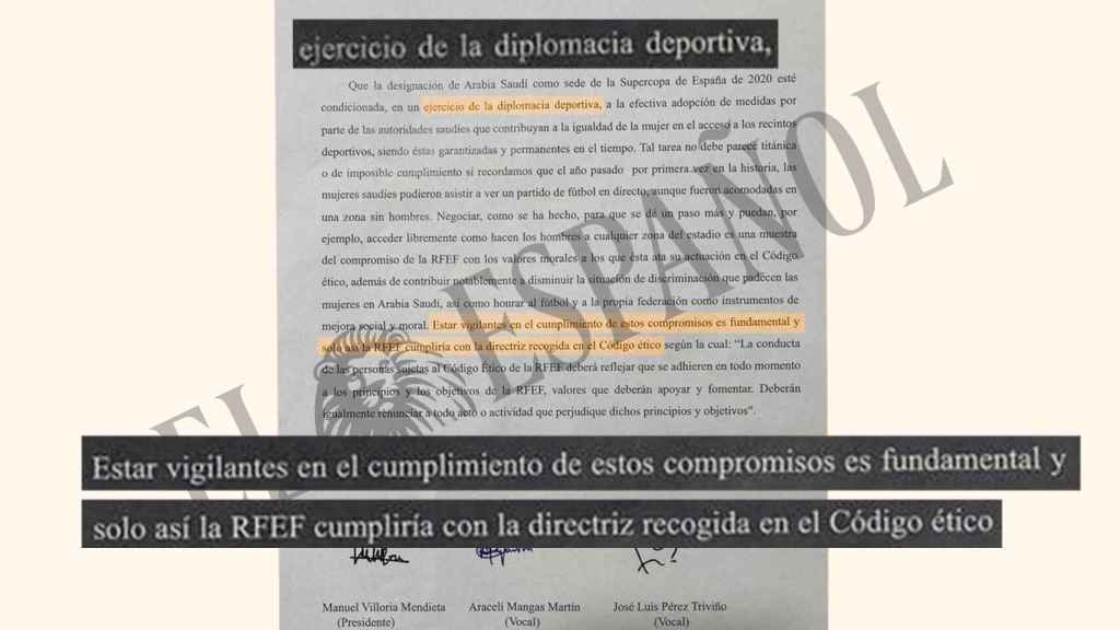 Extracto del informe del Comité Jurisdiccional Sección Ética de la RFEF