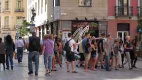 Un grupo de turistas, en el Centro de Málaga.