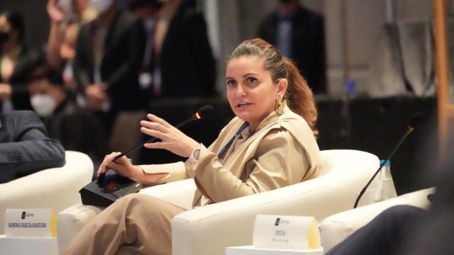 Sandra García-Sanjuán en la Cumbre Mundial de Viajes y Turismo 2022.