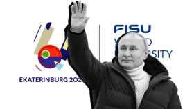 Vladimir Putin, en un fotomontaje con el logo de los Juegos Universitarios.