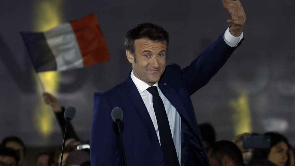Emmanuel Macron, tras su victoria en las elecciones, este domingo en París.
