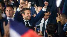 Emmanuel Macron celebra su victoria en las elecciones.