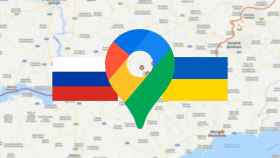 Fotomontaje con el mapa de Suriyak de fondo y las banderas de Ucrania y Rusia.