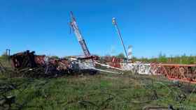 Las antenas destruidas por las explosione este martes en Grigoriopol (Transnistria).