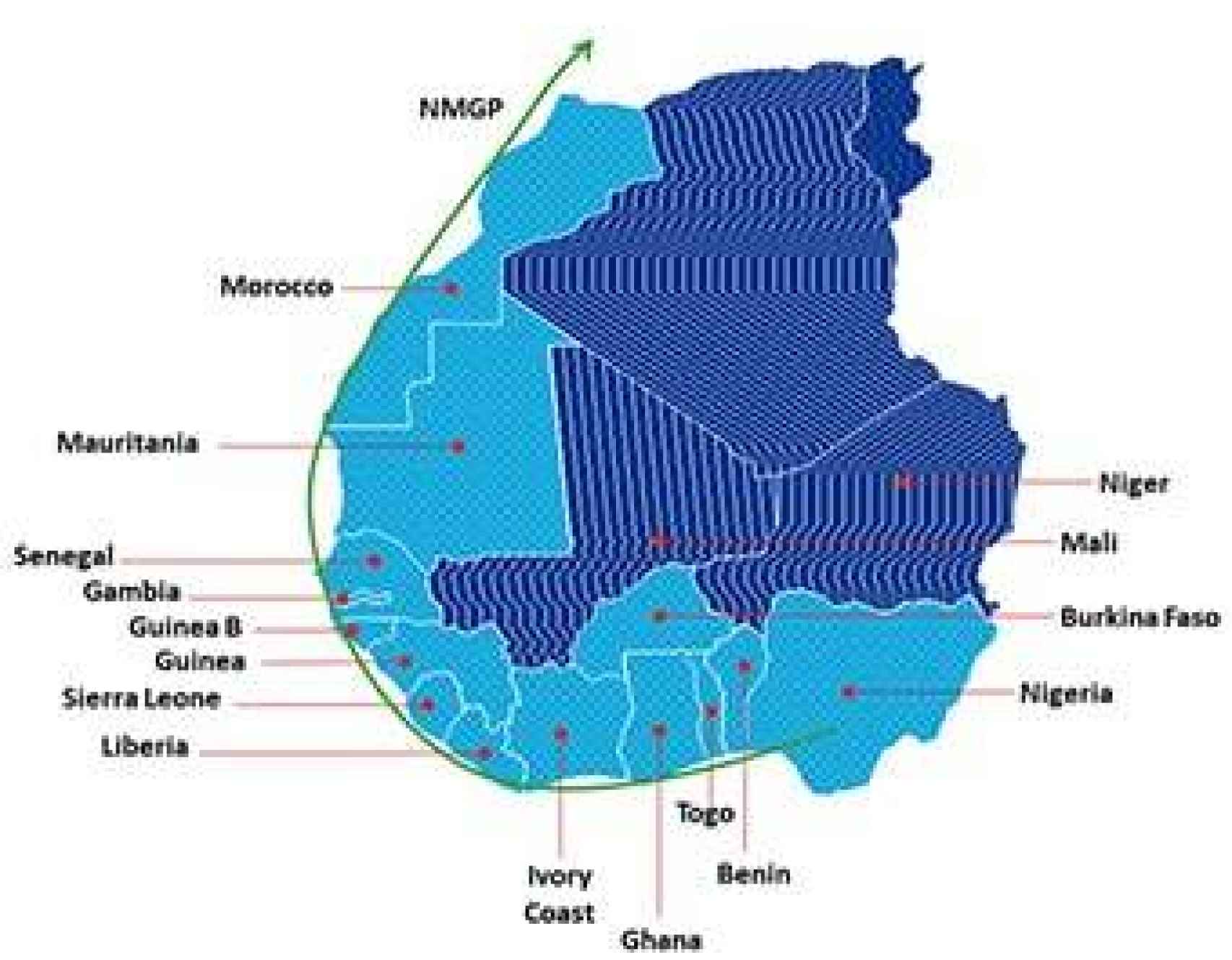 Carte du gazoduc qui reliera le Nigeria à l’Espagne.