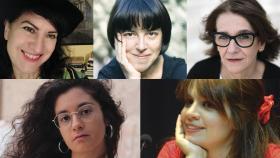 De izquierda a derecha y de arriba abajo, Aurora Luque (Foto: Archivo de la autora), Pilar Adón (Luis Niño), Maite Pérez Larumbe (Eduardo Buxens), Rosa Berbel (Fátima Rueda) y Ioana Gruia (María Bueno)