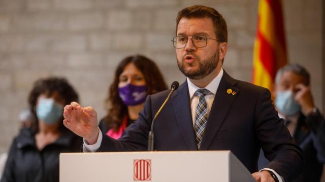 Pere Aragonés durante un acto de la Generalitat