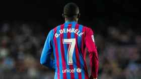 Ousmane Dembélé, con el '7' en su camiseta del FC Barcelona para la temporada 2021/2022