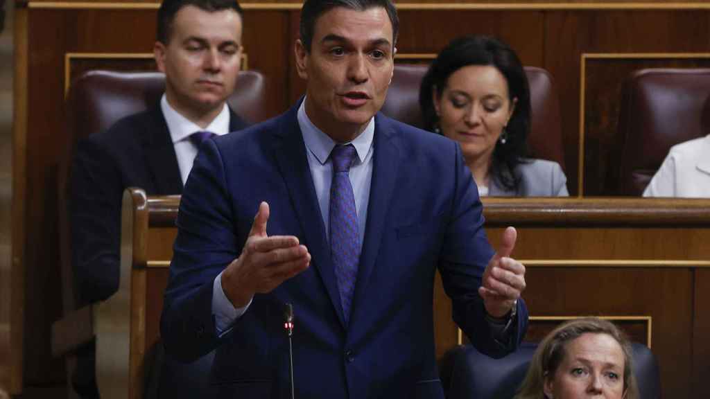 Pedro Sánchez, presidente del Gobierno, este miércoles en la sesión de control del Congreso.