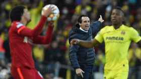 Unai Emery, durante el Liverpool - Villarreal de la Champions League