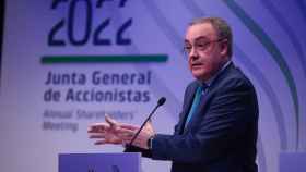 Tobías Martínez, consejero delegado de Cellnex, en una rueda de prensa con motivo de la junta de accionistas de 2022.