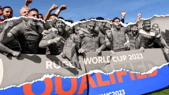 Celebración de la selección española de rugby por su clasificación para el Mundial