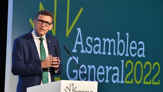 El director general de Eurocaja Rural, Víctor Manuel Martín, en una imagen de la asamblea de este viernes