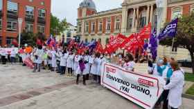 Protestas de las trabajadoras de ayuda a domicilio de Ciudad Real. Foto: CCOO CLM.