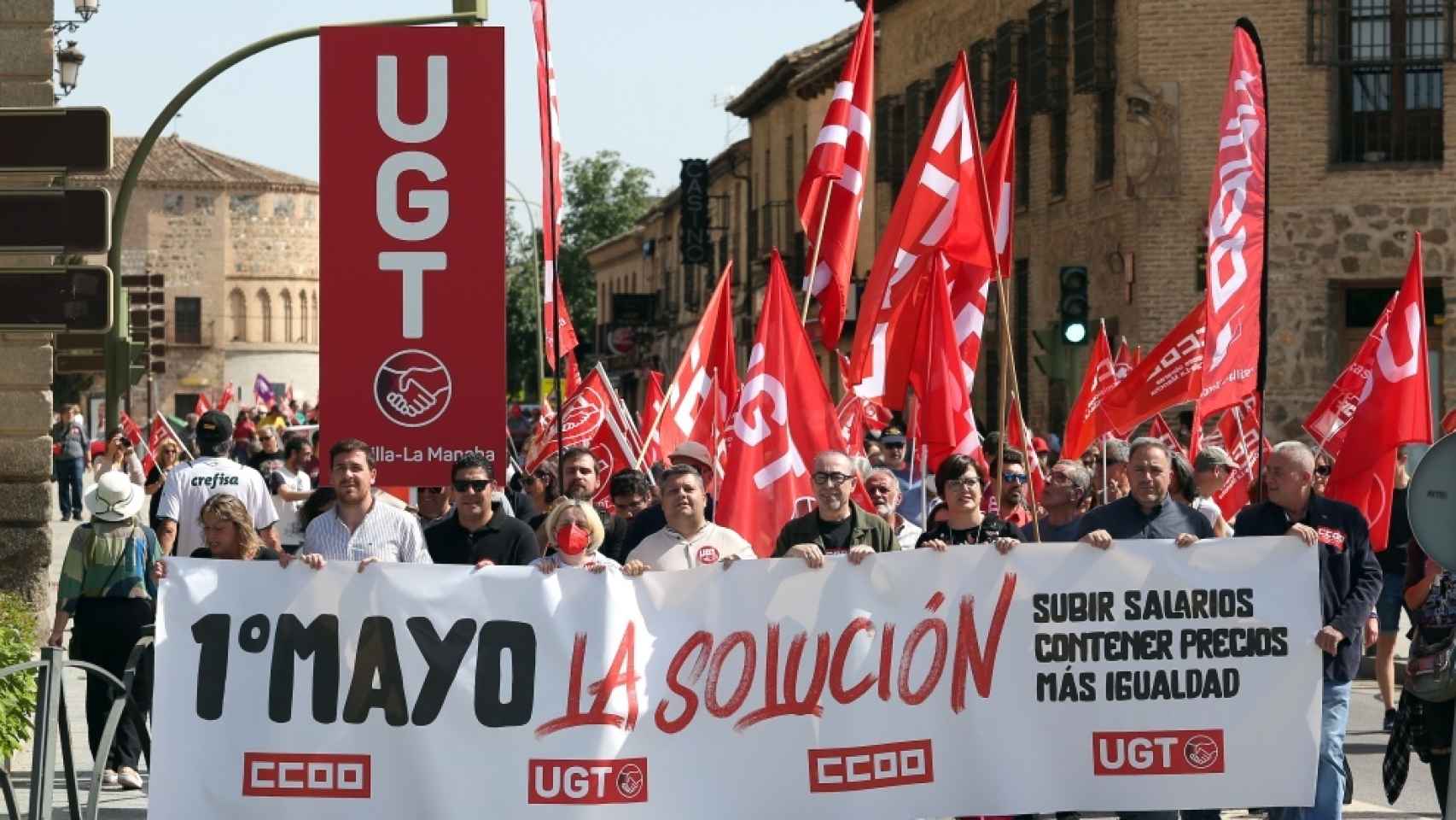Cabeza de la manifestación del 1 de Mayo en Toledo.