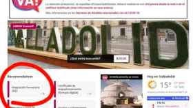 Detalle del acceso al visor en la web del Ayuntamiento de Valladolid