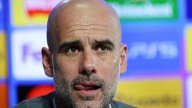 Pep Guardiola, en rueda de prensa de la Champions League