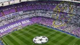 Tifo del Real Madrid durante un partido de la Champions League.