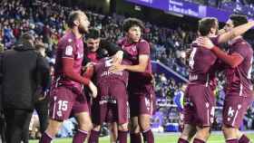 La Real Sociedad B celebra un gol en el José Zorrilla de Valladolid