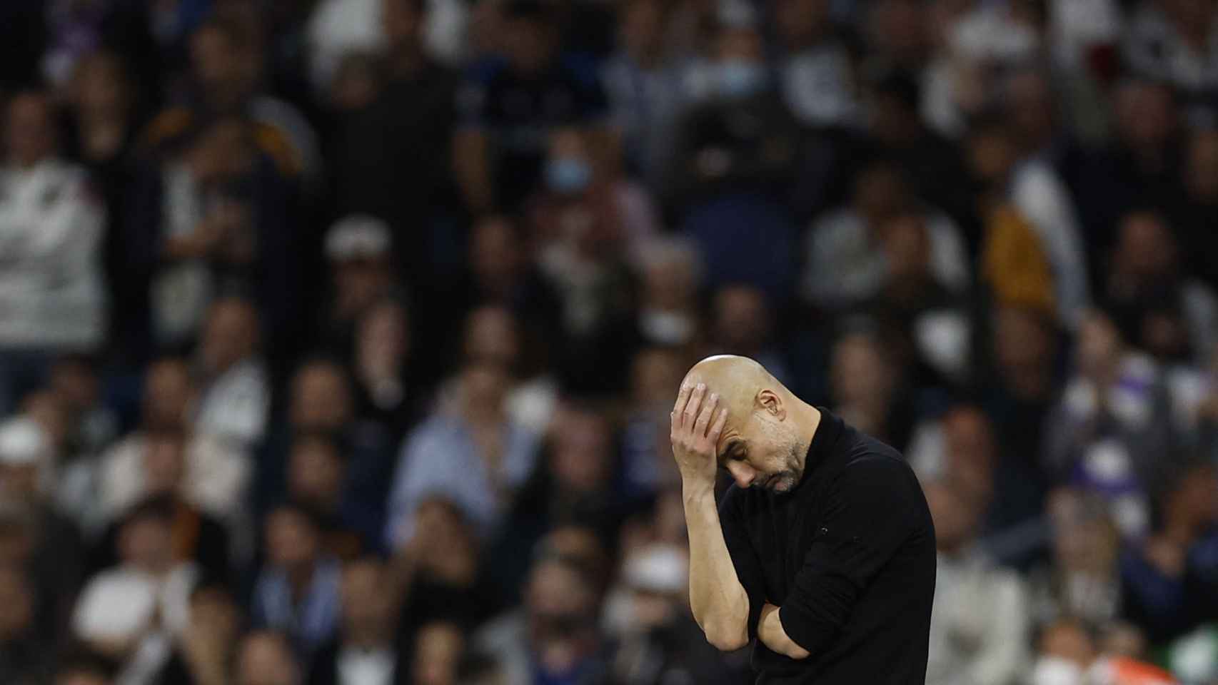 Pep Guardiola se lamenta tras la remontada del Real Madrid