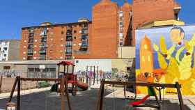 Obras del parque infantil de la calle Miguel Delibes en Benavente