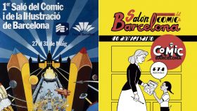 Carteles de la primera y la última edición del Salón del Cómic de Barcelona