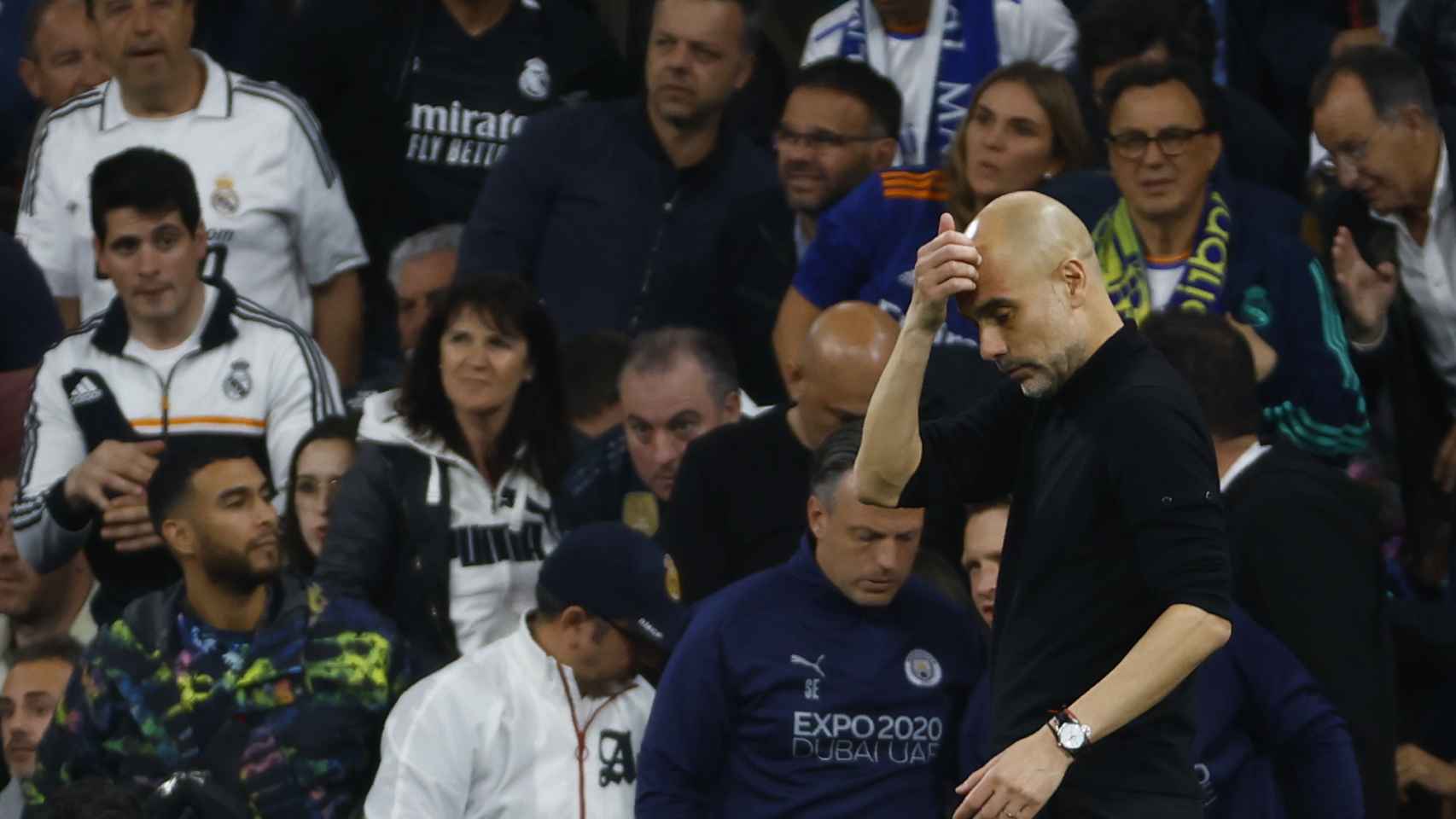 Pep Guardiola, derrotado en el Santiago Bernabéu
