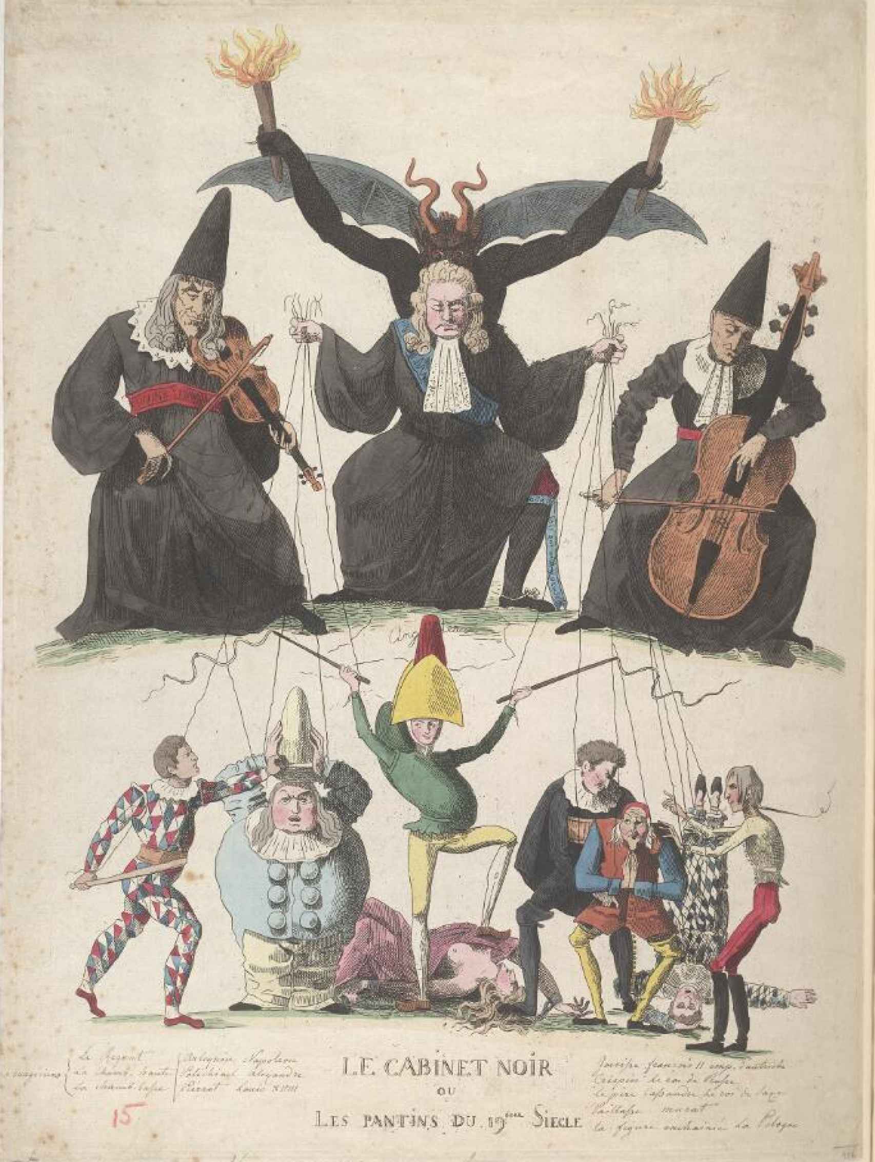 Caricatura sobre Le Cabinet Noir de 1815