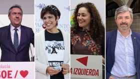 Los candidatos de los partidos de izquierda en Andalucía: Juan Espadas, Teresa Rodríguez, Inmaculada Nieto y Modesto González.
