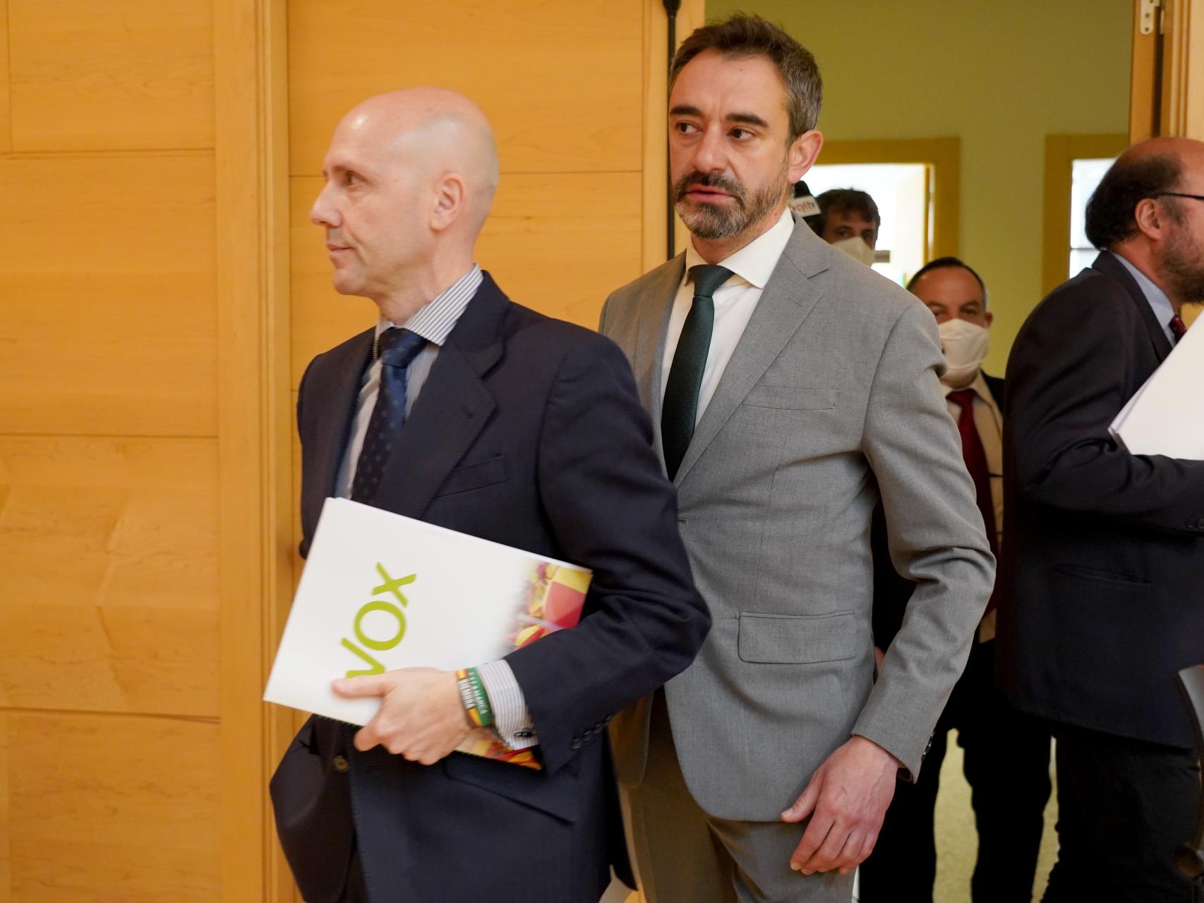 Los procuradores de Vox David Hierro y Carlos Menéndez, en una imagen de archivo.