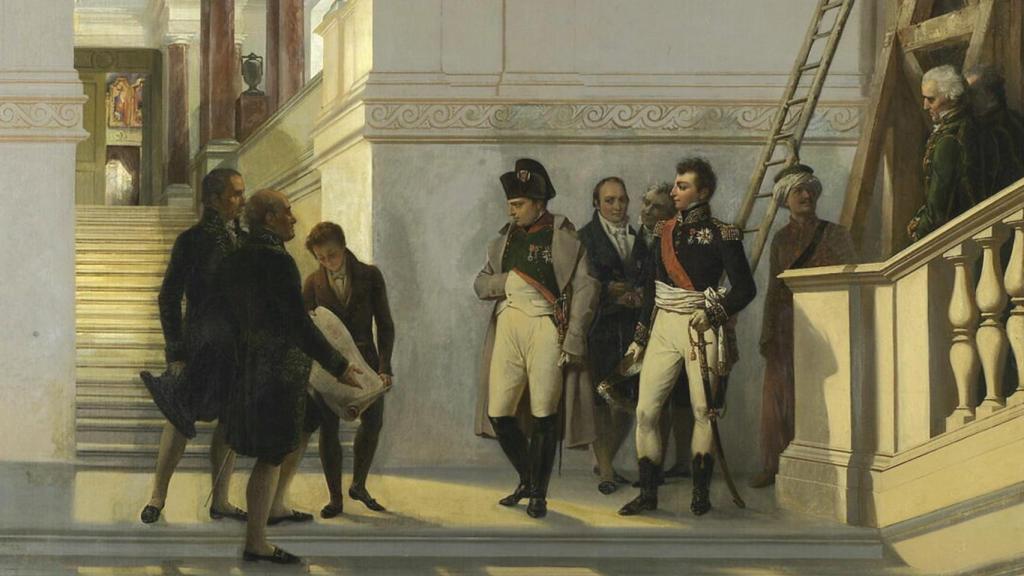 Auguste Couder: 'Napoleón visitando la escalera del Louvre con Percier y Fontaine', 1833 (Detalle). Museo del Louvre. © 2008 RMN-Grand Palais / Thierry Ollivier