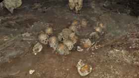 Varios de los cráneos hallados en la cueva de Chiapas. / Foto: INAH