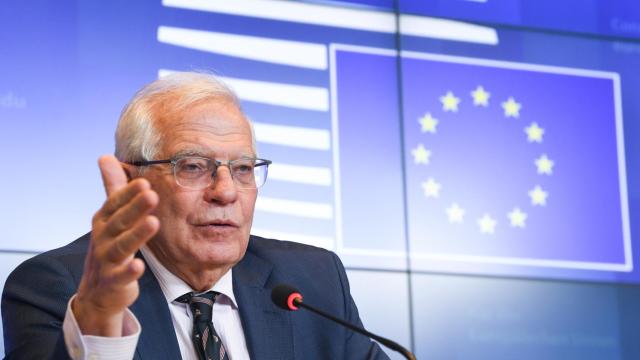 El jefe de la diplomacia europea, Josep Borrell, durante una rueda de prensa