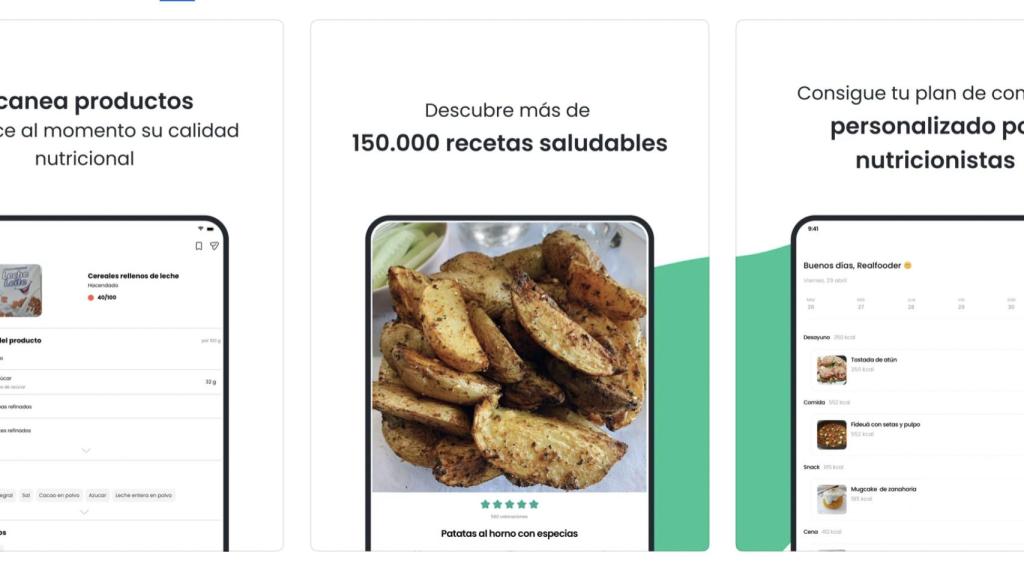 Capturas de la aplicación MyRealFood