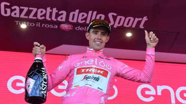 Juanpe López, con la maglia rosa del Giro.