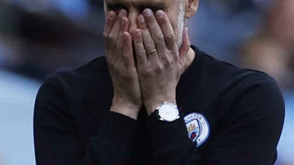 Pep Guardiola, durante un partido del Manchester City
