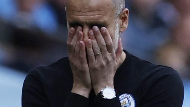 Pep Guardiola, durante un partido del Manchester City