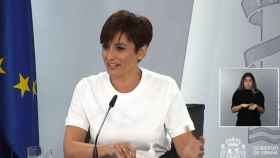 Isabel Rodríguez, portavoz del Gobierno en su comparecencia este martes en Moncloa.